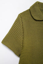 Women’s White Peter Pan Collar Button Knit Top