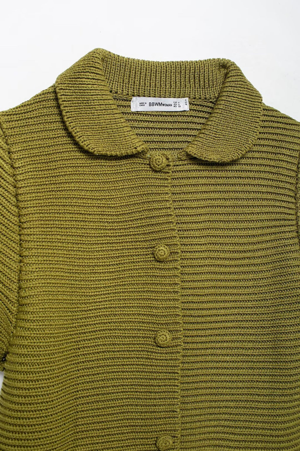 Women’s White Peter Pan Collar Button Knit Top