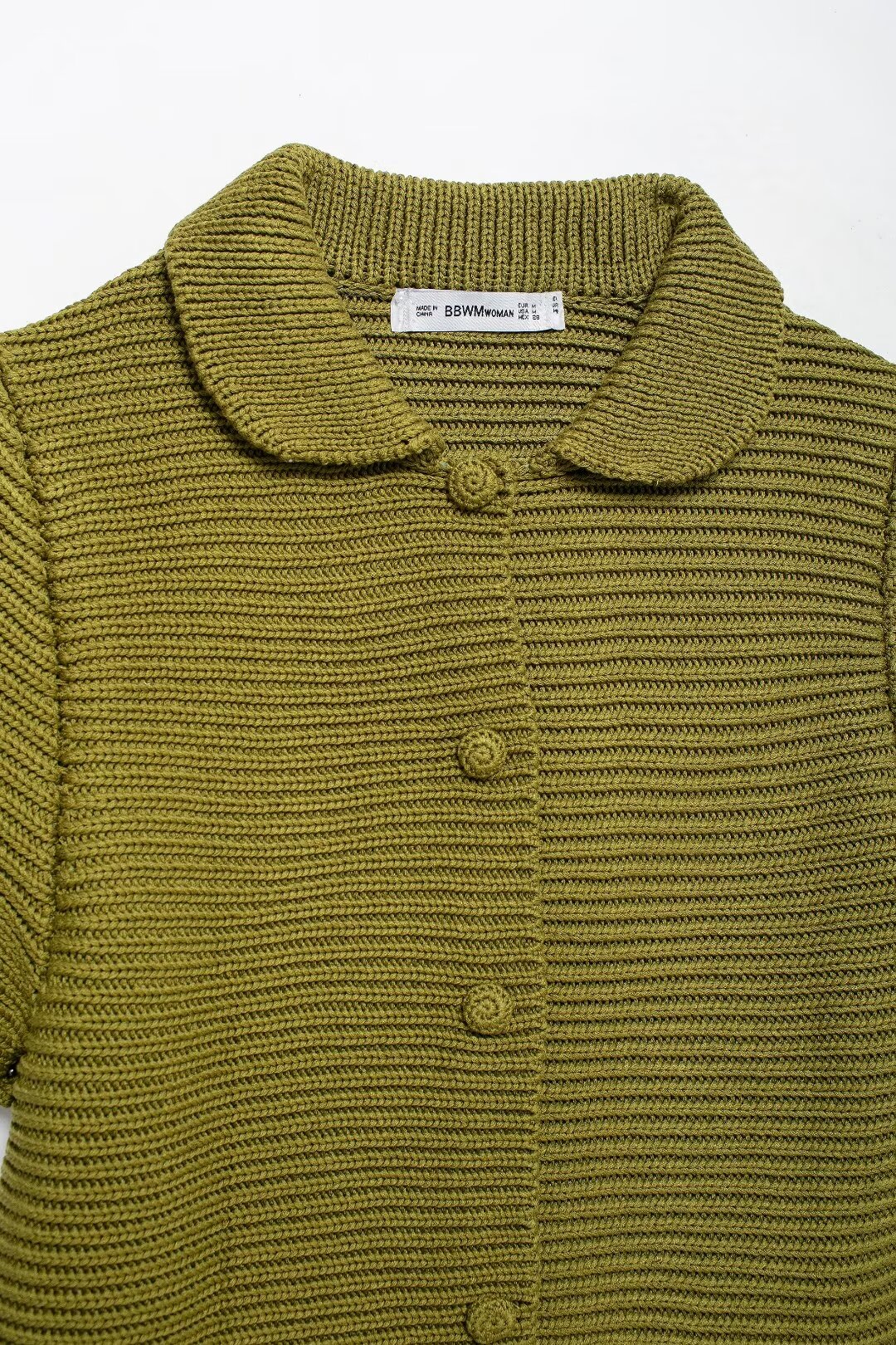 Women’s White Peter Pan Collar Button Knit Top