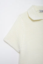 Women’s White Peter Pan Collar Button Knit Top