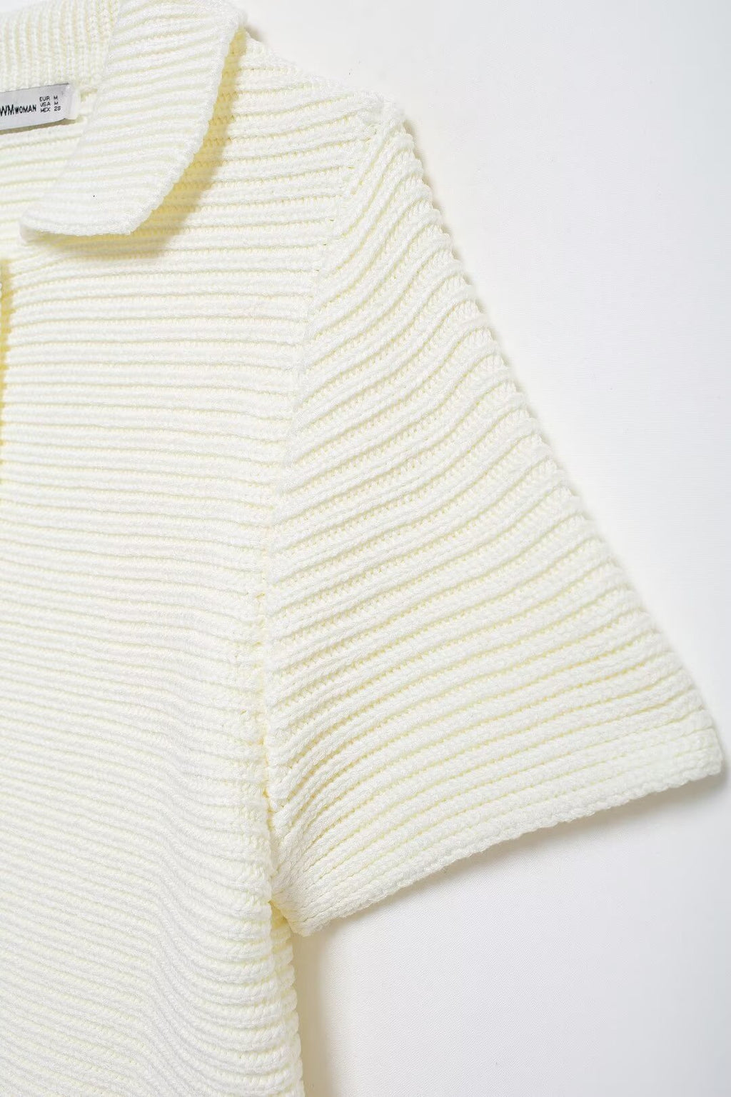 Women’s White Peter Pan Collar Button Knit Top