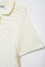 Women’s White Peter Pan Collar Button Knit Top