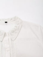 Summer Casual Hollow Out Cutout Embroidered Shirt Shorts Sets
