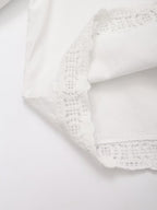 Summer Casual Hollow Out Cutout Embroidered Shirt Shorts Sets