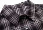 Women’s Gray Plaid Collared Long Sleeve Shirt