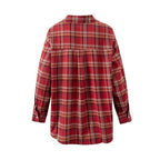 Women’s Red Plaid Collared Long Shirt