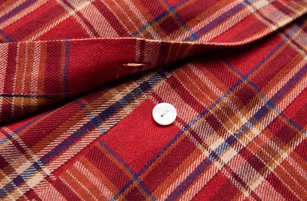 Women’s Red Plaid Collared Long Shirt