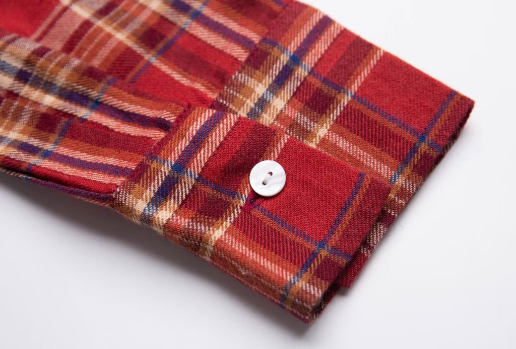 Women’s Red Plaid Collared Long Shirt
