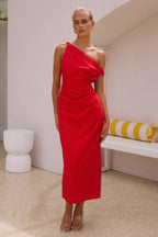 Women's Solid Color Sloping Shoulder off the Shoulder Mid Top