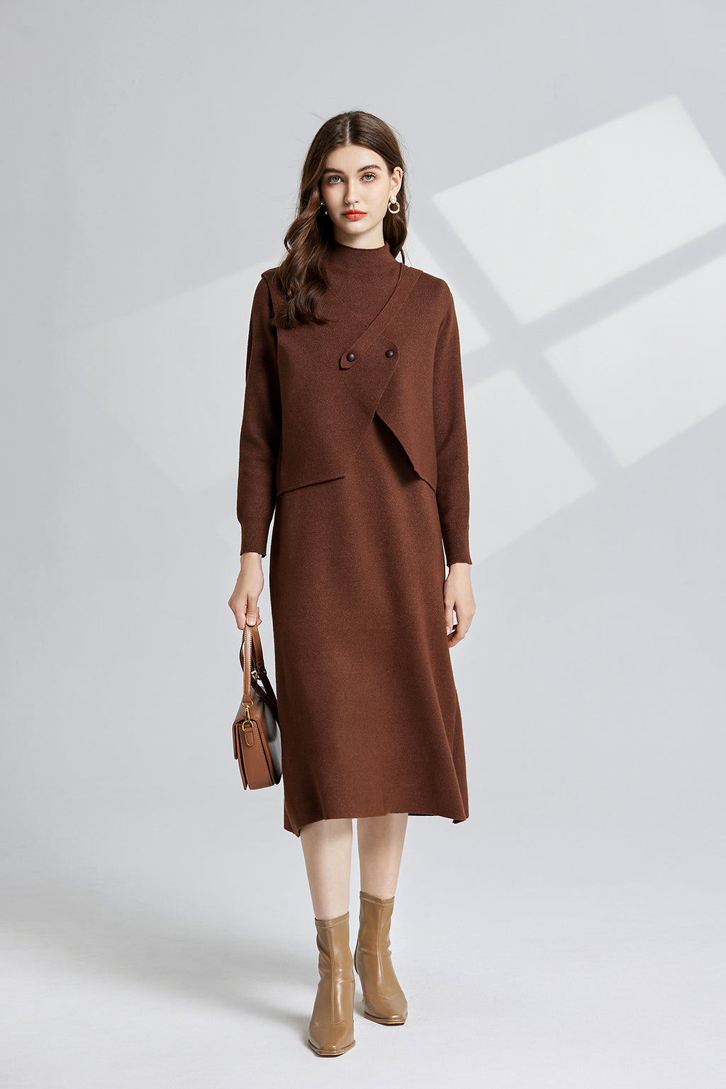 Women's 's Knit Vest & Long-Sleeve Dress Set