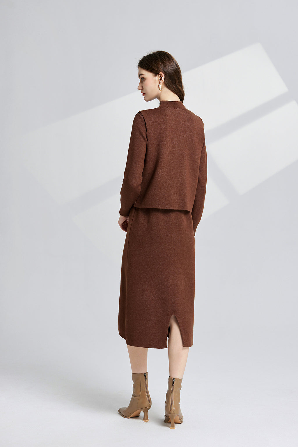 Women's 's Knit Vest & Long-Sleeve Dress Set