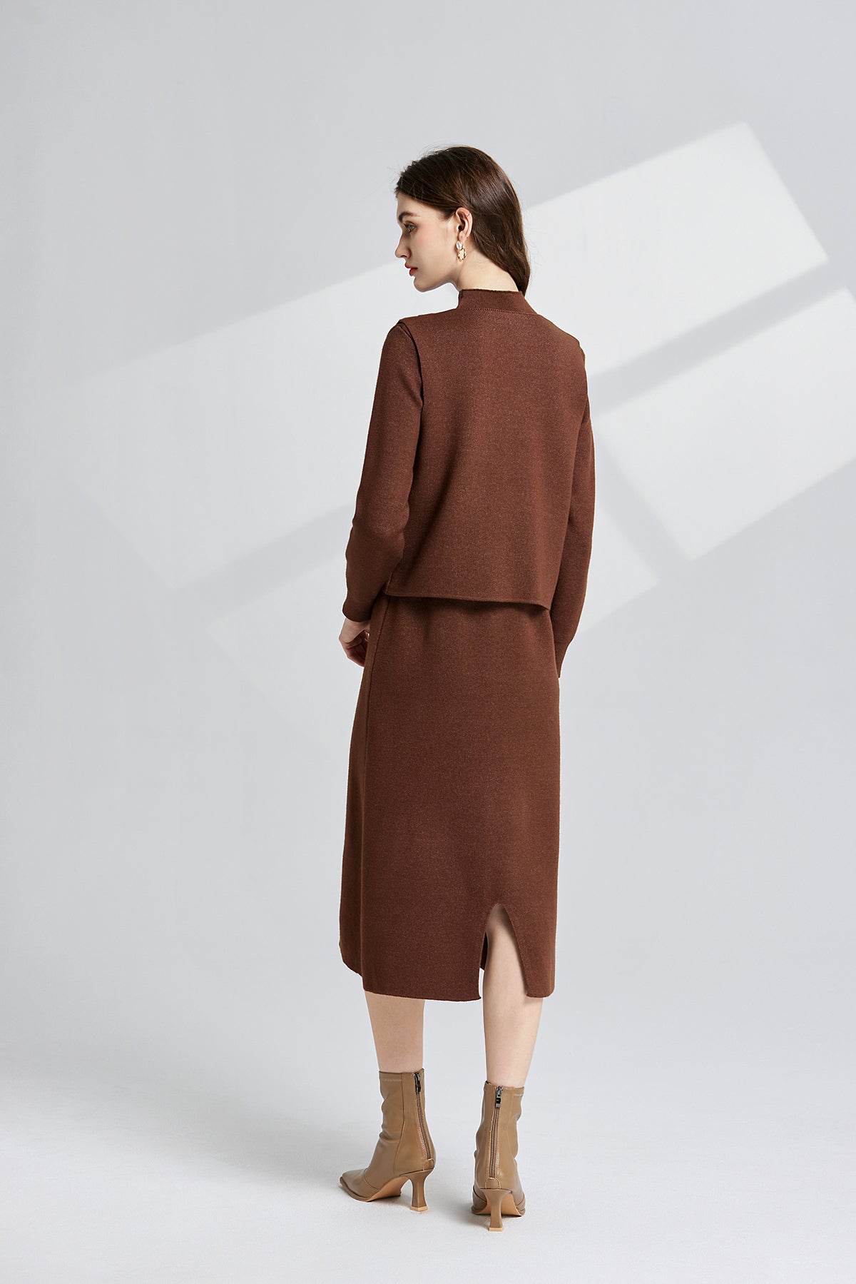 Women's 's Knit Vest & Long-Sleeve Dress Set