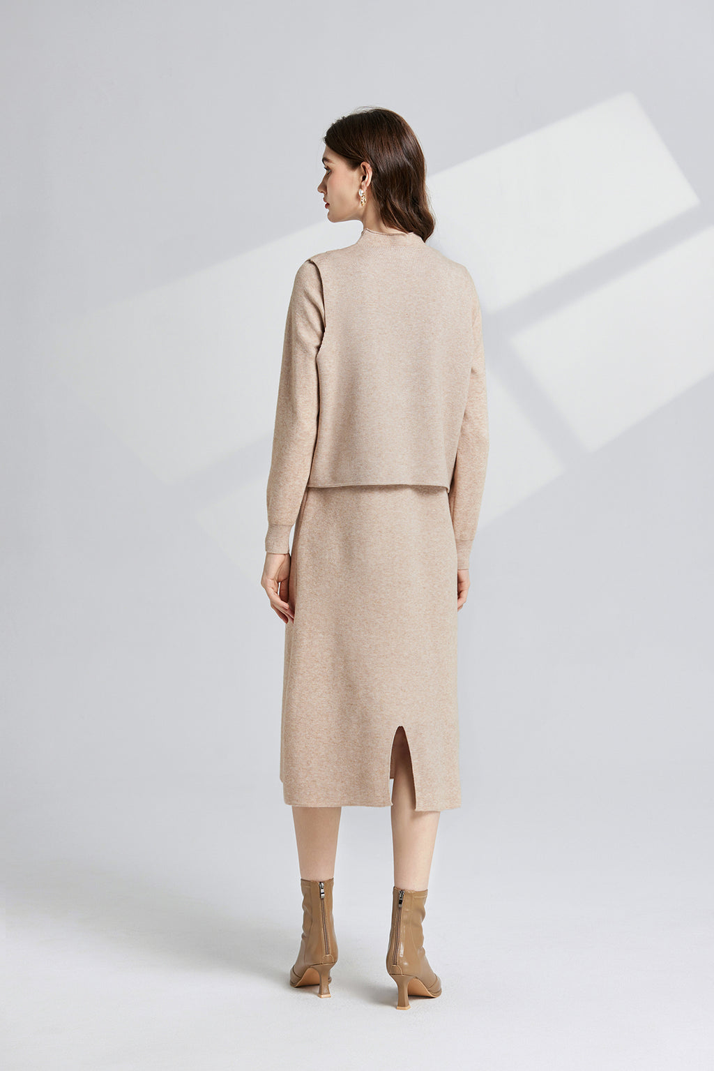 Women's 's Knit Vest & Long-Sleeve Dress Set