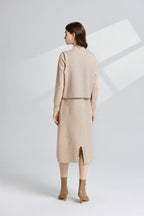 Women's 's Knit Vest & Long-Sleeve Dress Set