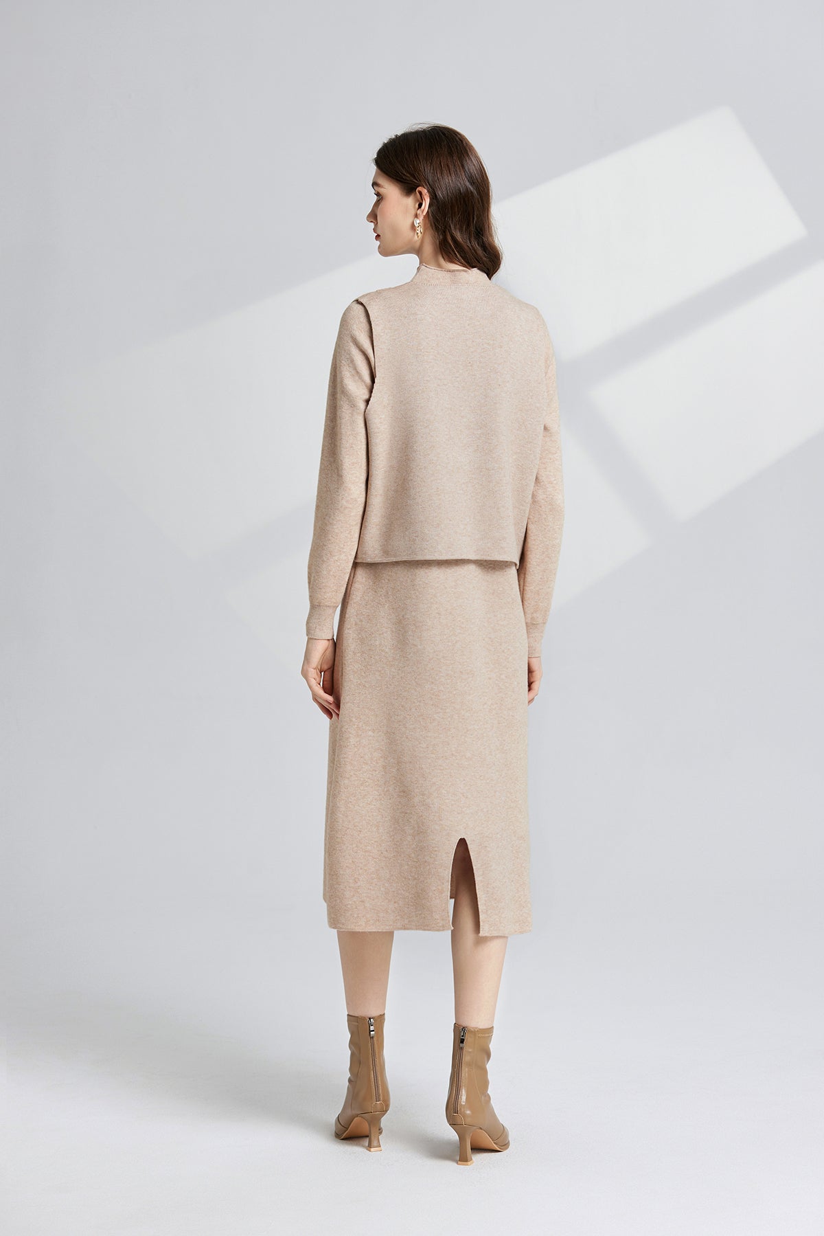 Women's 's Knit Vest & Long-Sleeve Dress Set