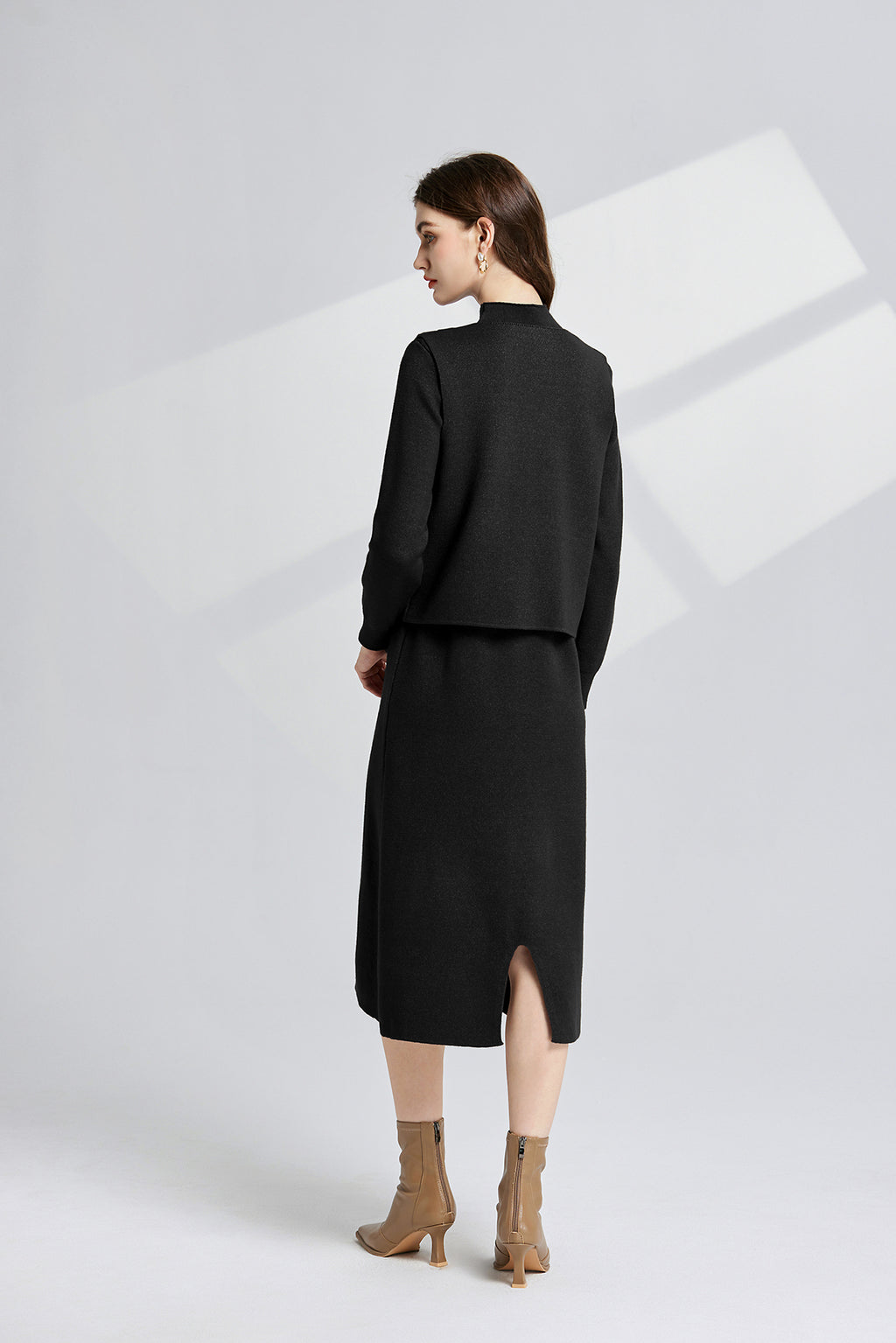 Women's 's Knit Vest & Long-Sleeve Dress Set