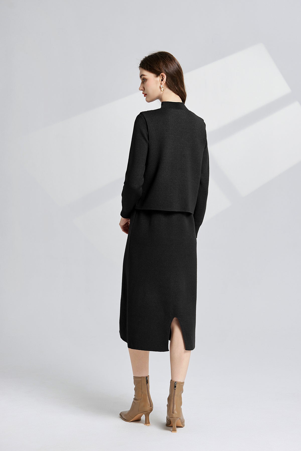 Women's 's Knit Vest & Long-Sleeve Dress Set