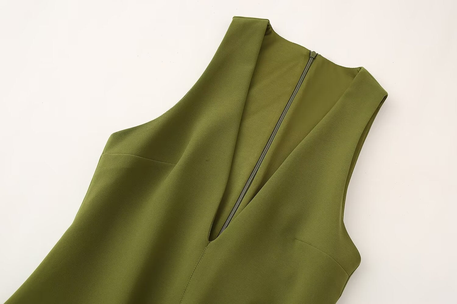 V-Neck Belted Sleeveless A-Line Mini Dress