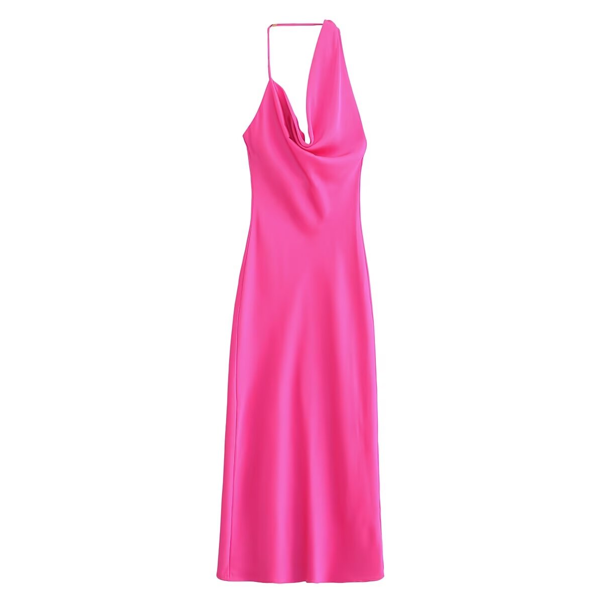 Women's Clothing Asymmetric Silk Satin Texture Underwear Midi Halter