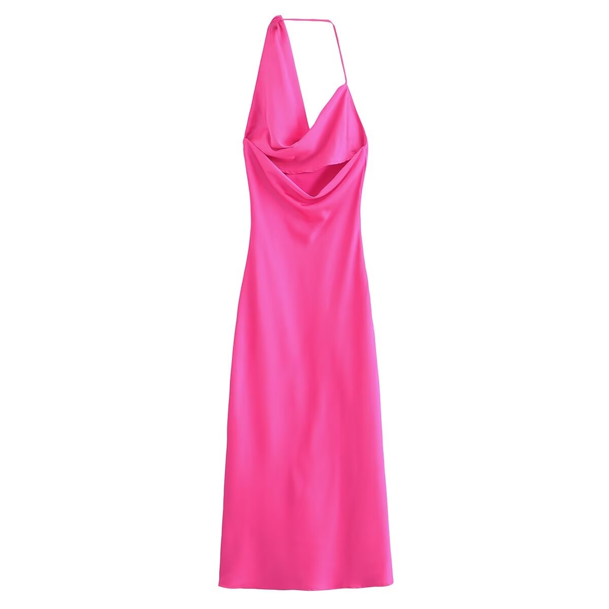 Women's Clothing Asymmetric Silk Satin Texture Underwear Midi Halter