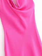Women's Clothing Asymmetric Silk Satin Texture Underwear Midi Halter