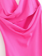 Women's Clothing Asymmetric Silk Satin Texture Underwear Midi Halter