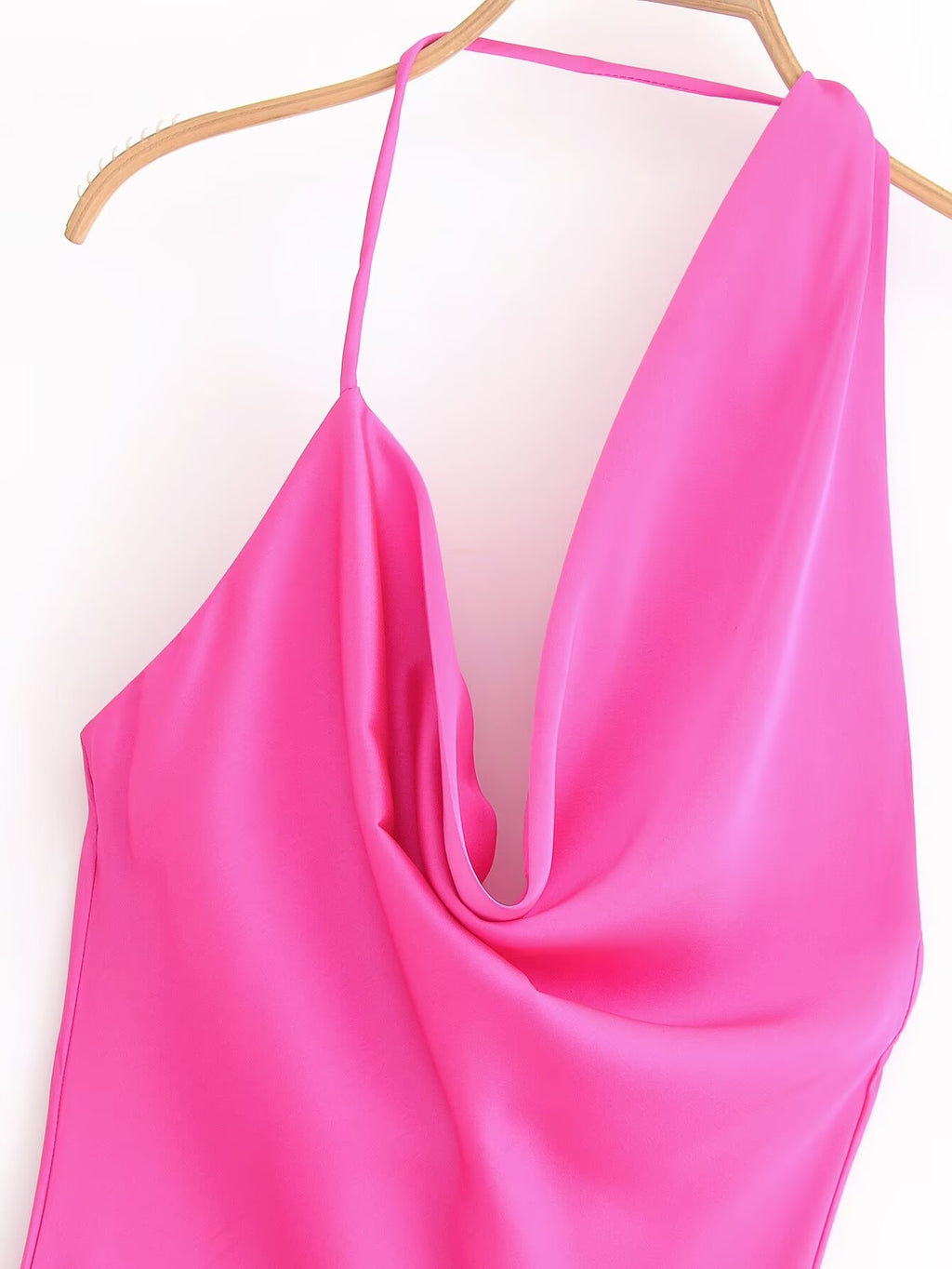 Women's Clothing Asymmetric Silk Satin Texture Underwear Midi Halter