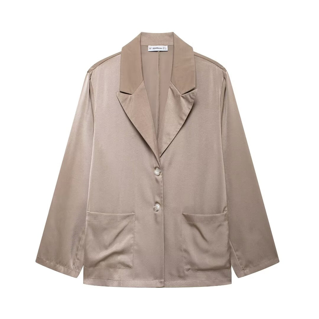 Fall Draping Blazer Straight Leg Pants Suit