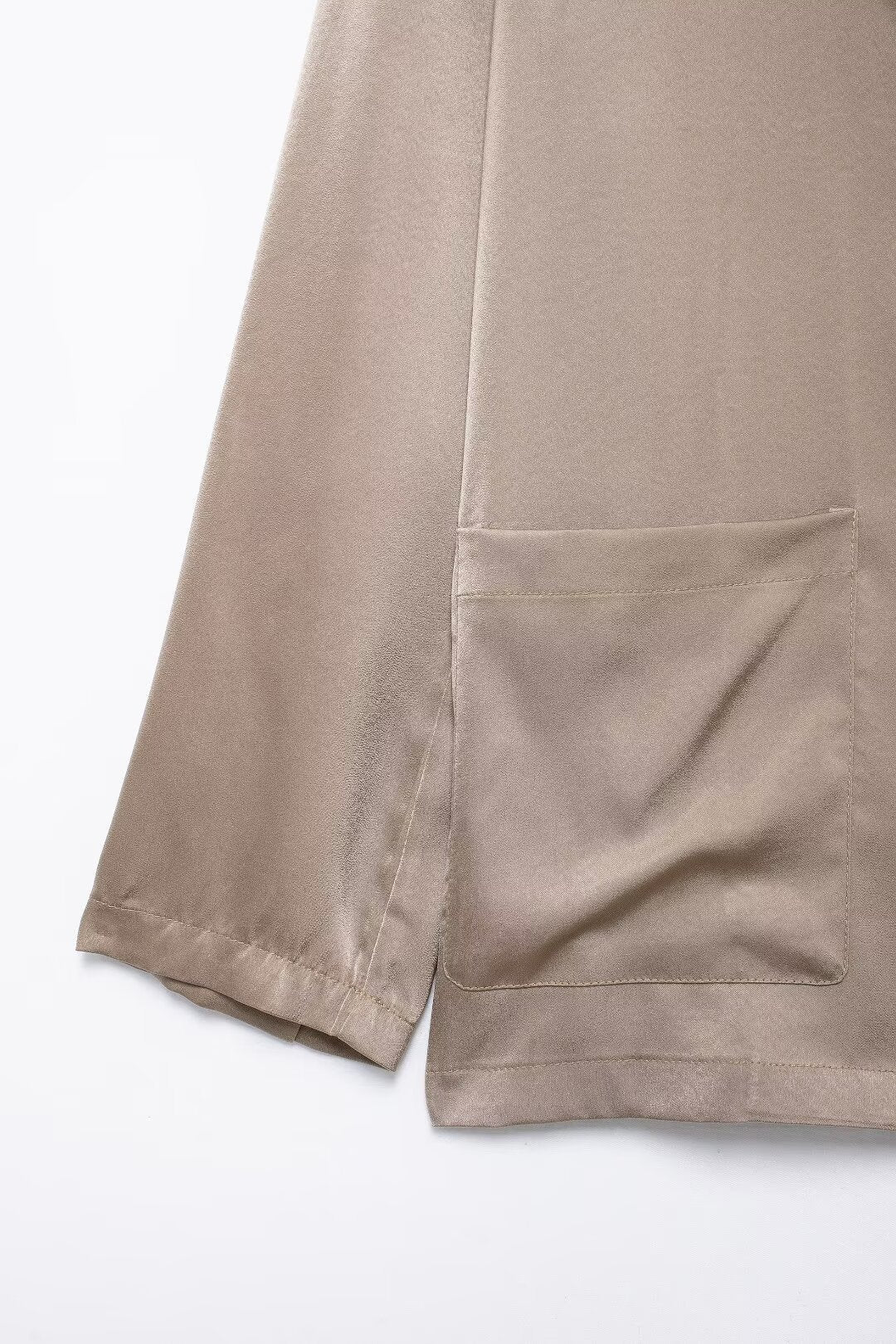 Fall Draping Blazer Straight Leg Pants Suit
