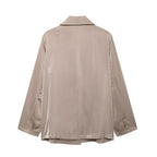 Fall Draping Blazer Straight Leg Pants Suit