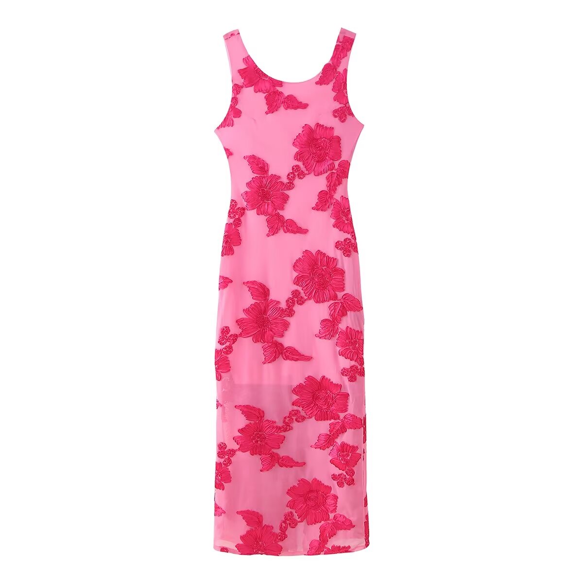 3D Floral Mesh Sheath Dress