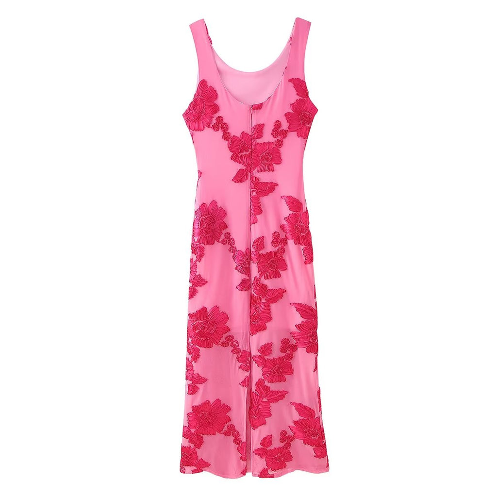 3D Floral Mesh Sheath Dress