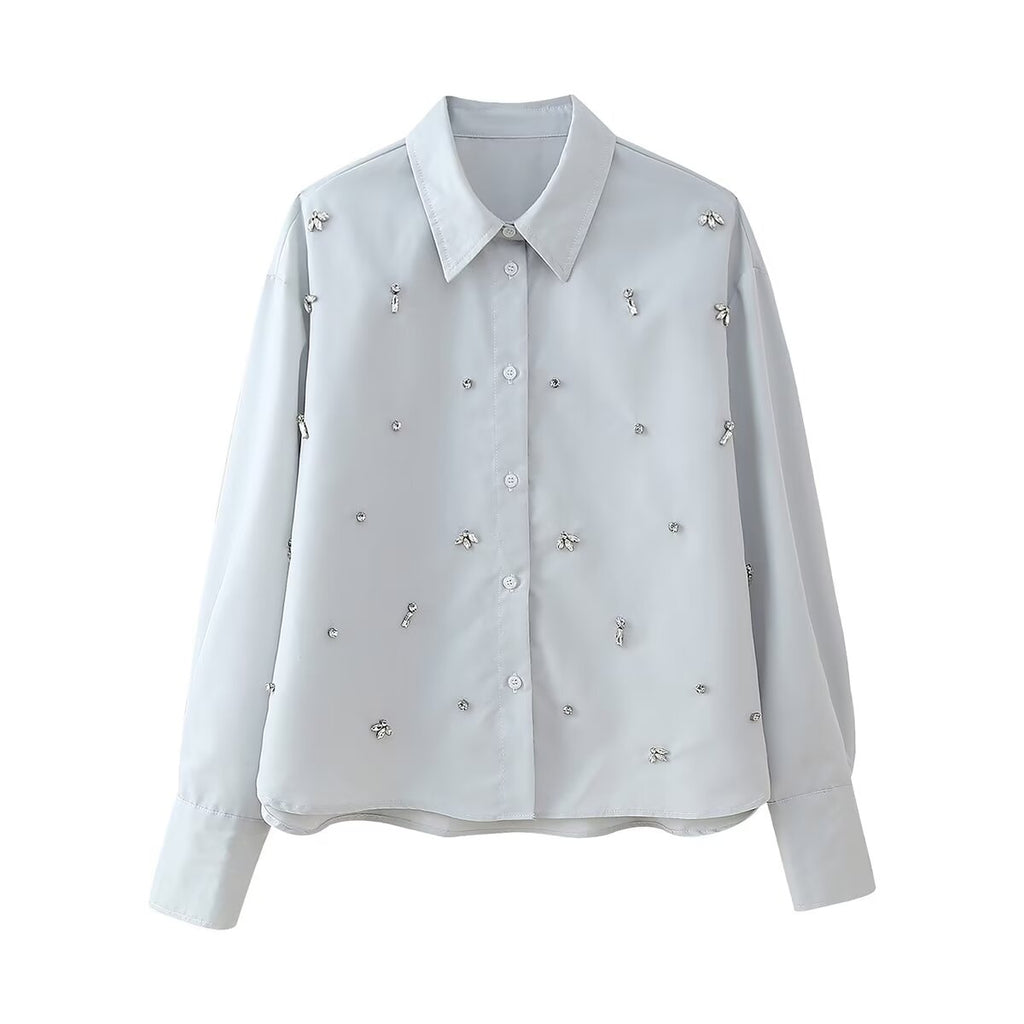 Autumn Arrival Artificial Decoration Shirt Shorts Set