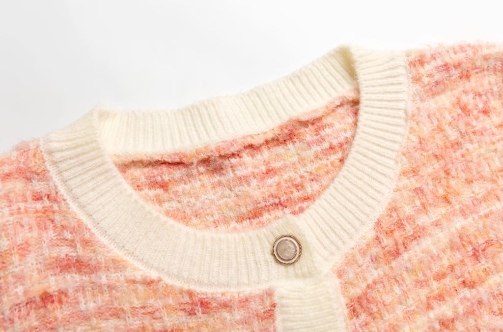 Women's Elegant Classic Cardigan For Autumn Pocket Crew Neck Coat