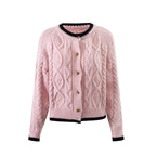Women's Fall Round-Neck Color Matching Single Breasted Cardigan