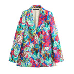 Autumn Satin Printed Coat Pants Set