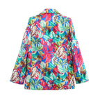 Autumn Satin Printed Coat Pants Set