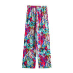 Autumn Satin Printed Coat Pants Set