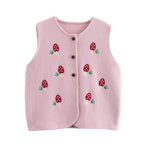 Women Retro Casual Simple Strawberry Double Sided Cotton Knitted Vest