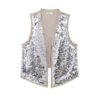 Women's Asymmetric Hem Beads Decoration Vest Dress