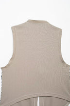 Women's Asymmetric Hem Beads Decoration Vest Dress