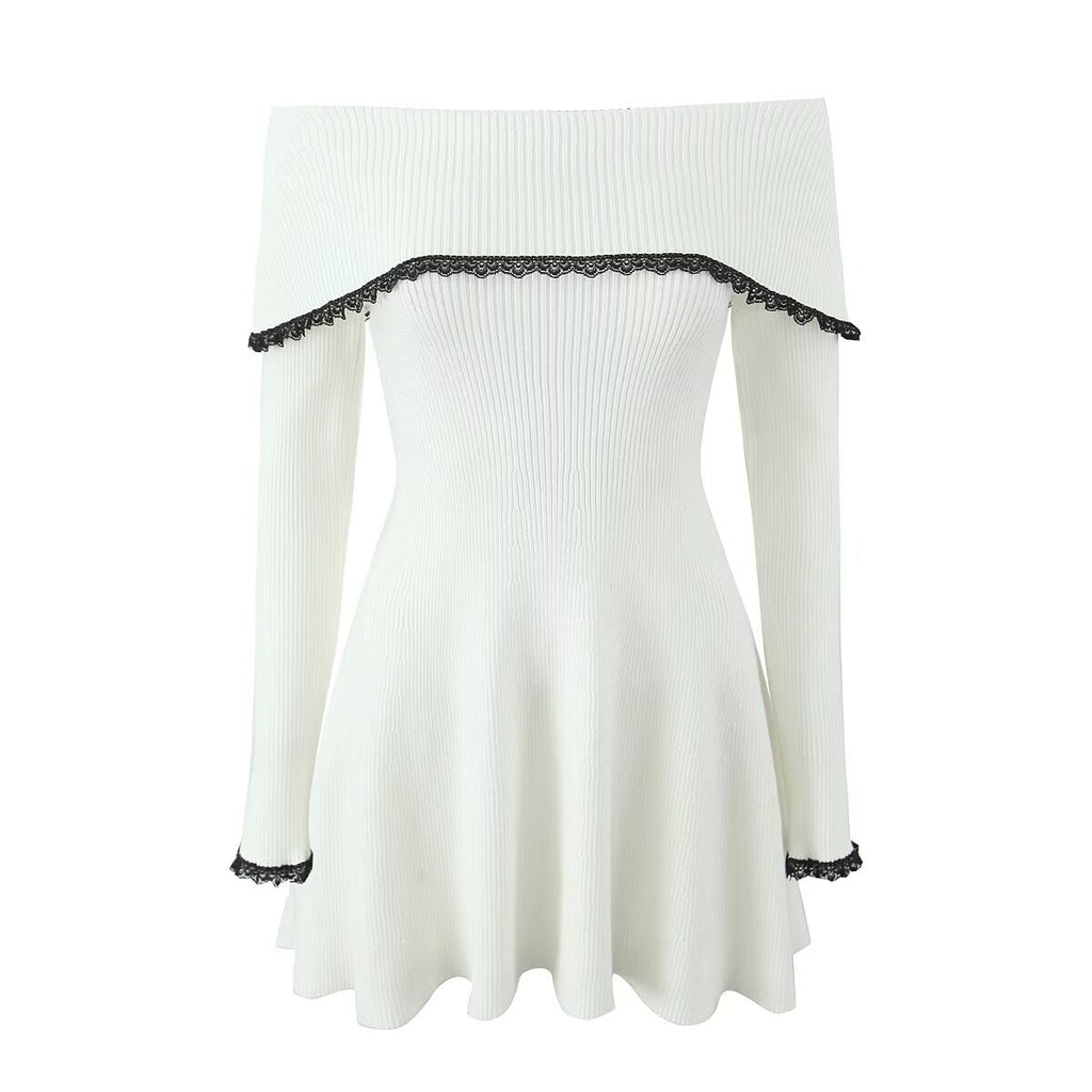 Women's Off Shoulder Lace Trim Long Dress