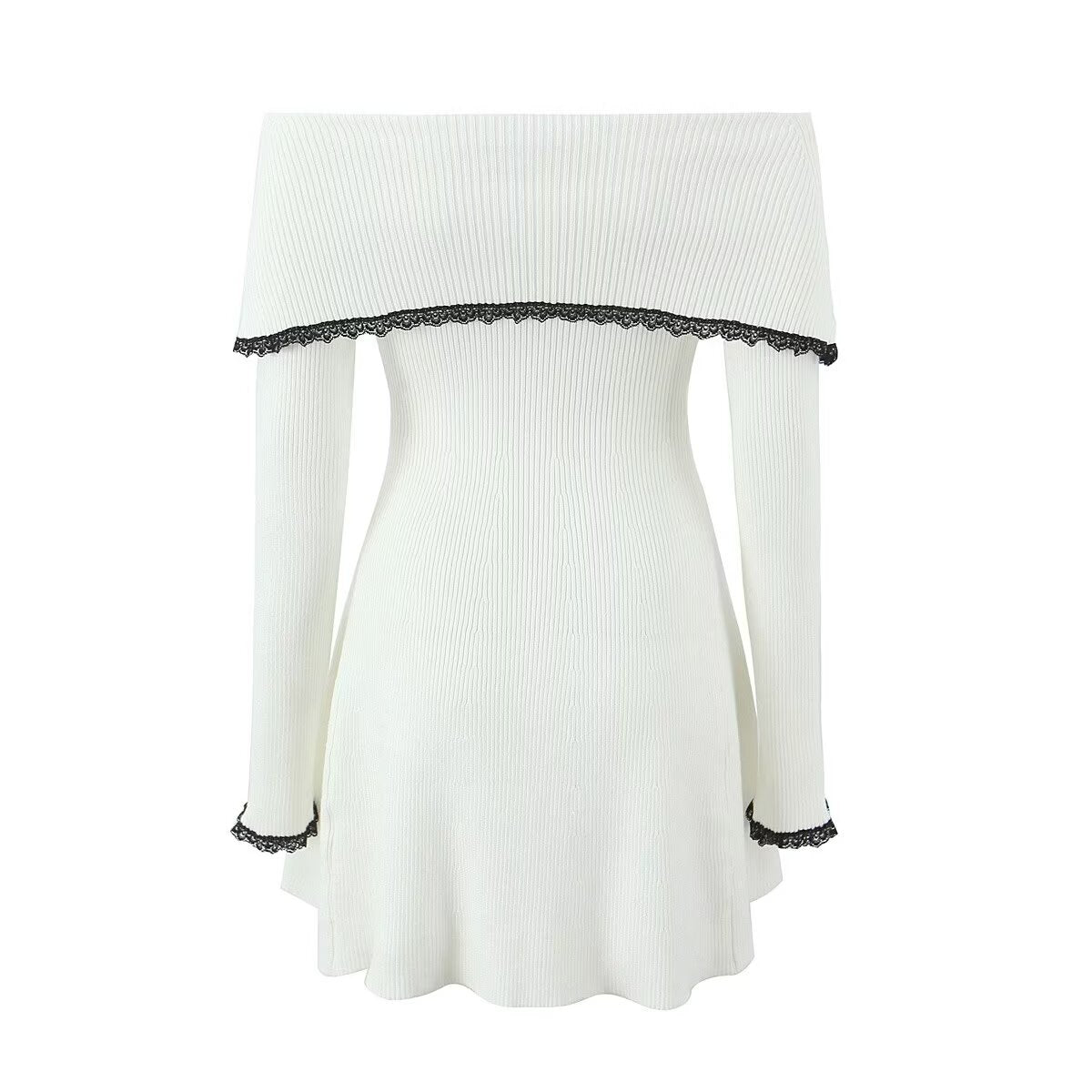 Women's Off Shoulder Lace Trim Long Dress