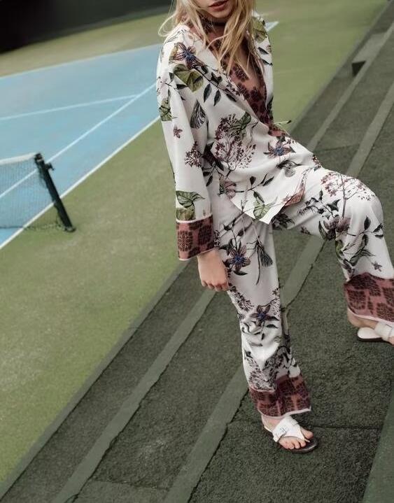 Women's Fall Women's Printed Kimono Shirt Casual Trousers
