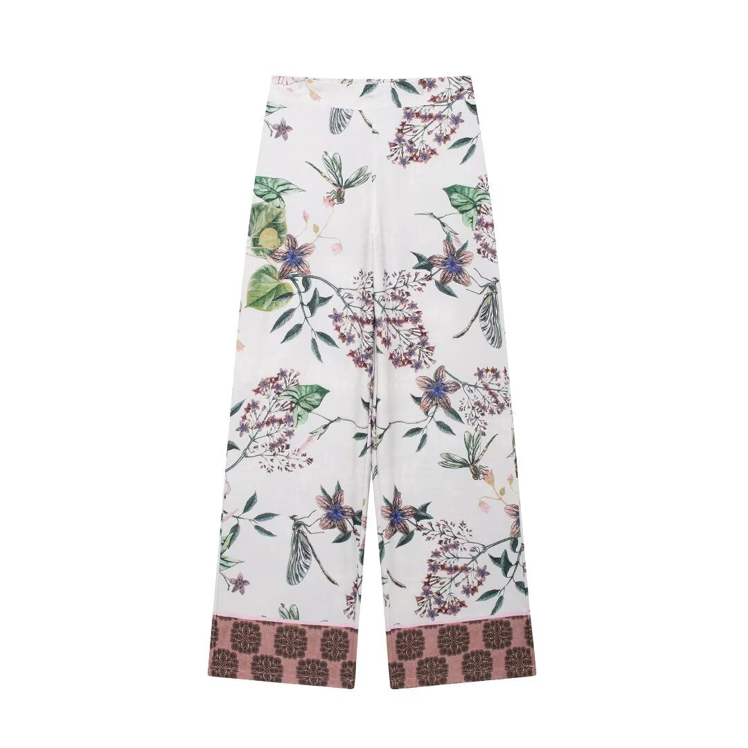 Women's Fall Women's Printed Kimono Shirt Casual Trousers
