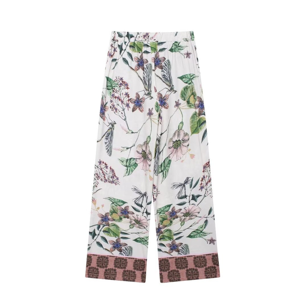 Women's Fall Women's Printed Kimono Shirt Casual Trousers
