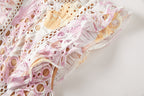 Women's Lace High-Waist Flutter-Sleeve Dress