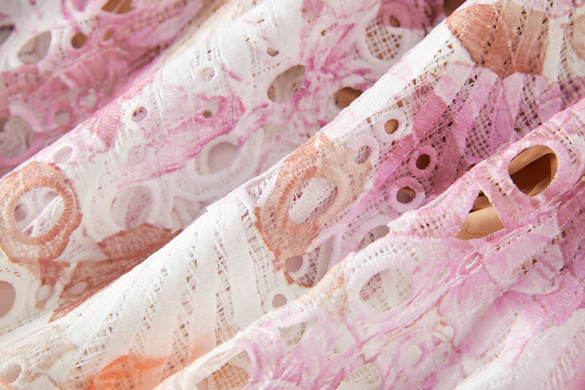 Women's Lace High-Waist Flutter-Sleeve Dress