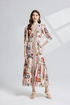 Women's 's Printed Slim-Fit A-Line Dress