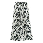Autumn Printed Hanging Collar Top Wide Leg Pants Set